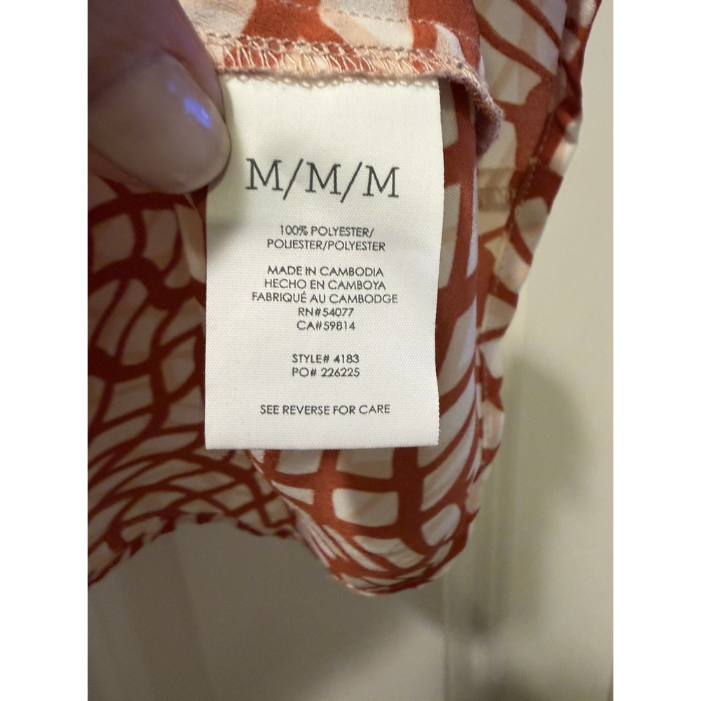 Cabi TWIRL TOP 4183 Size M Red Rust Orange Ivory Sleeveless Shirt - Picture 8 of 10